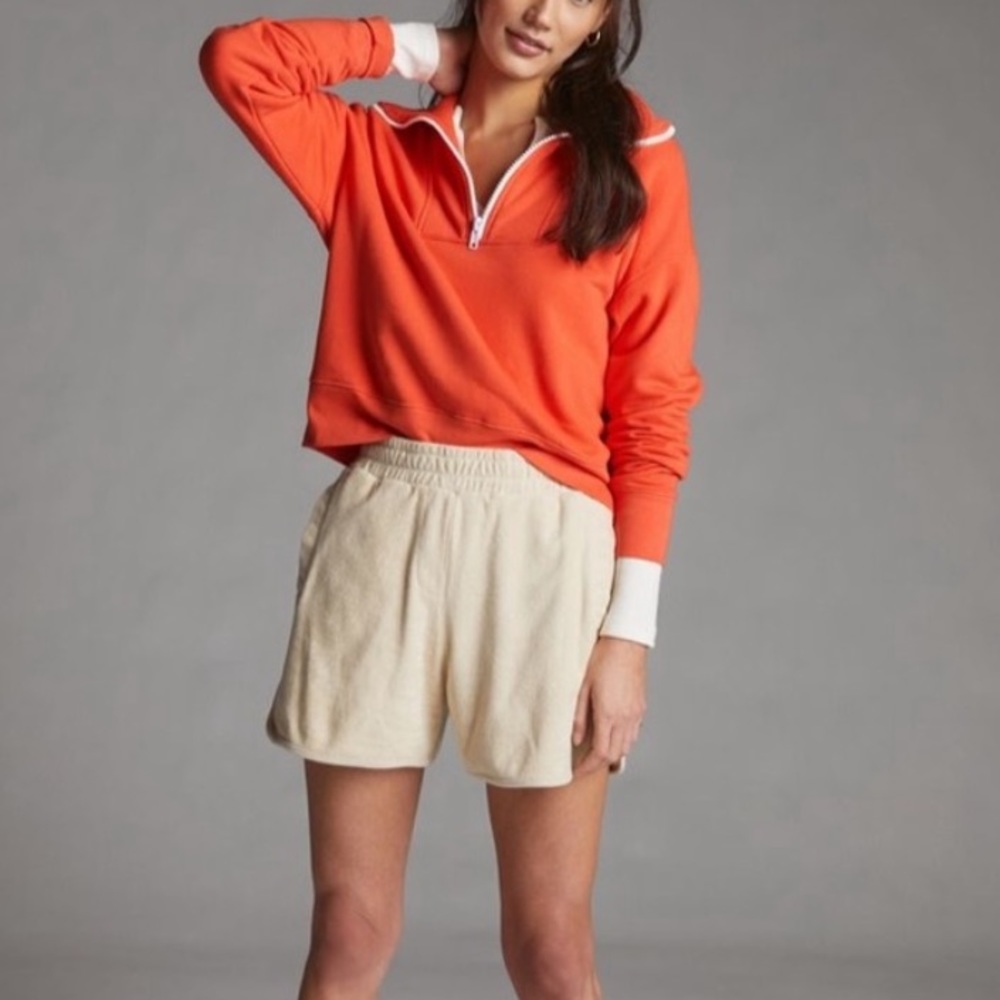 Anthropologie sundry orange quarter zip pullover